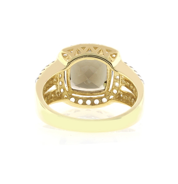 Anillo de Topacio Ahumado en Plata con Baño de Oro 14K