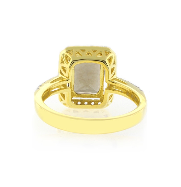 Anillo de Topacio Auténtico en Plata con Baño de Oro 14K