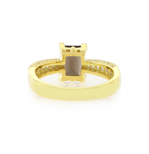 Anillo de Topacio Ahumado con Baño de Oro 14K