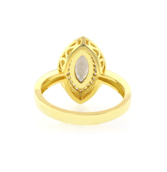 Anillo de Plata con Baño de Oro y Topacio Ahumado