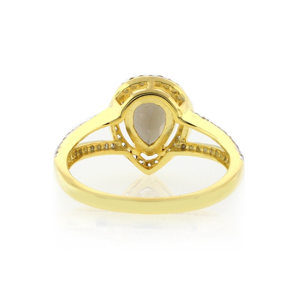 Anillo con Baño de Oro 14K y Topacio Ahumado