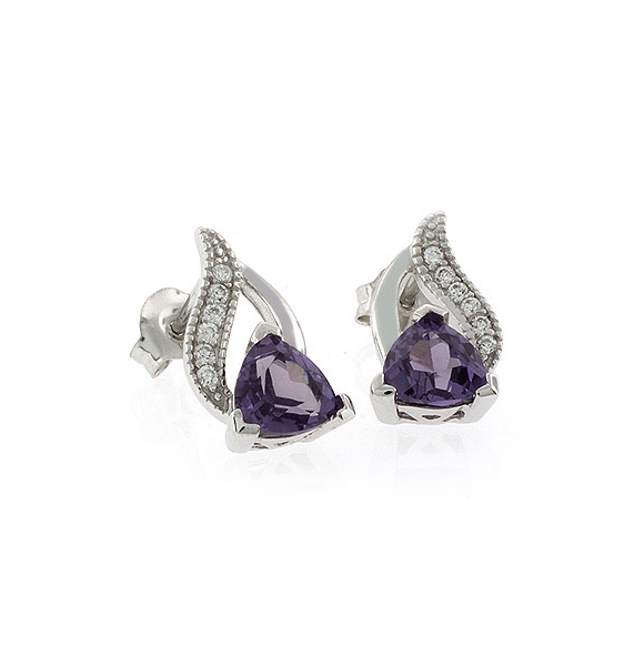 Elegantes Aretes de Alejandrita ( Rosa/Morado ) en Plata .925