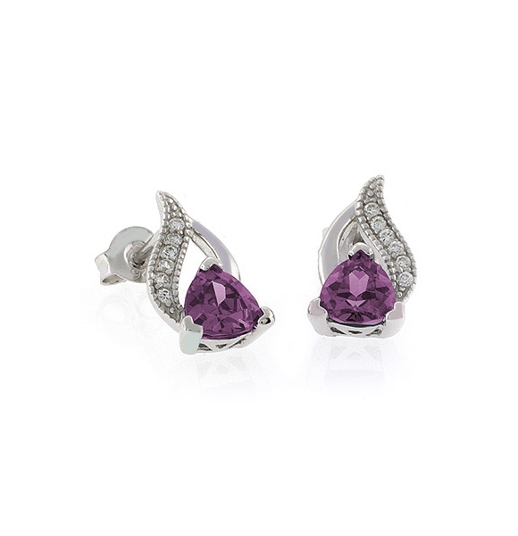 Elegantes Aretes de Alejandrita ( Rosa/Morado ) en Plata .925
