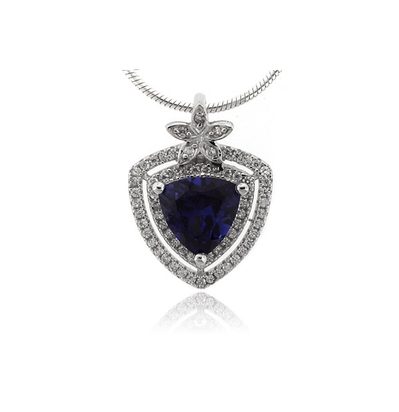 Elegante Dije de Plata .925 con Zafiro Azul