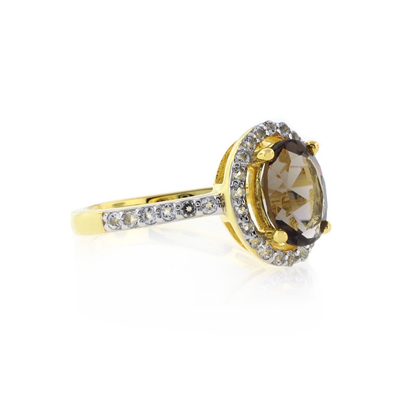Anillo de Topacio con Baño de Oro 14K
