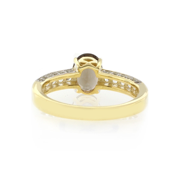 Anillo de Plata con Baño de Oro 14K y Topacio