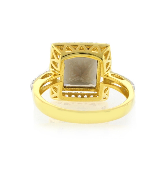 Anillo de Plata Esterlina con Topacio Ahumado Auténtico