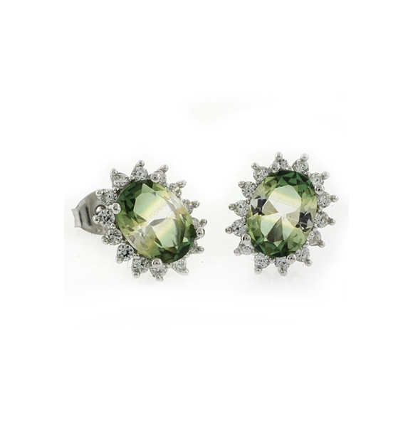 Aretes de Plata de Ley .925 con Turmalina Verde