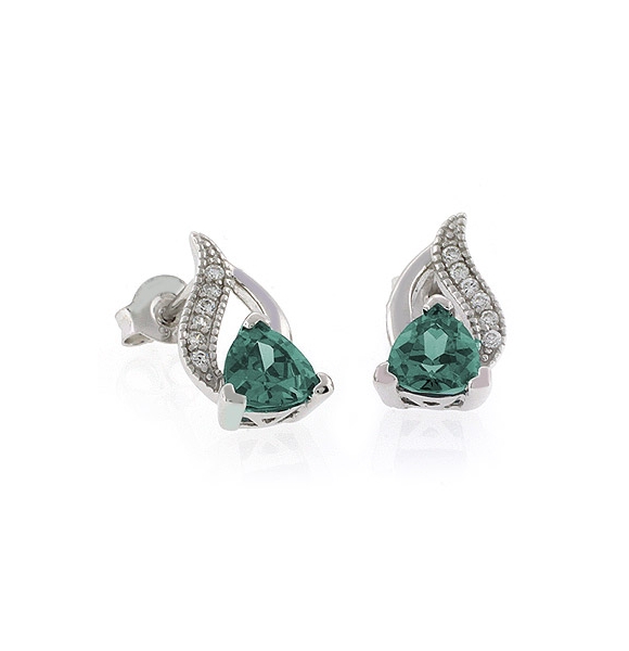 Elegantes Aretes de Alejandrita Bicolor ( Azul/Verde ) en Plata .925