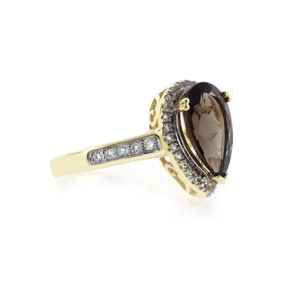 Anillo con Baño de Oro 14K y Topacio