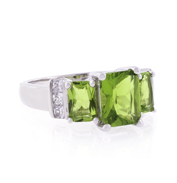 3 Stone Sapphire Sterling Silver Ring