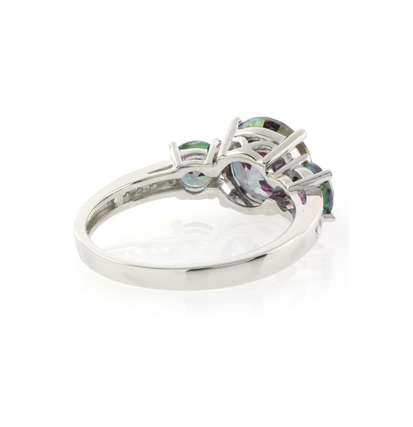 Anillo de Plata con 3 Piedras de Topacio Místico