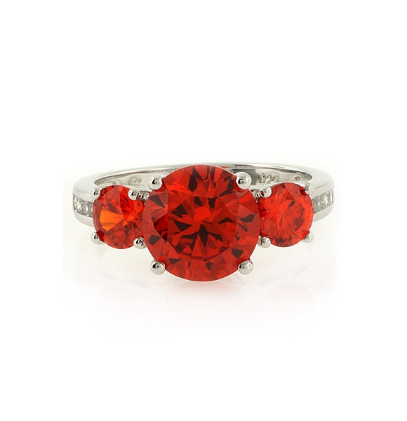 Anillo de Plata .925 con 3 Gemas de Ópalo de Fuego