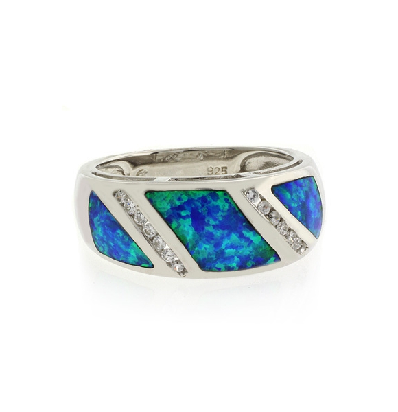 Hermoso Anillo de Ópalo Australiano Azul