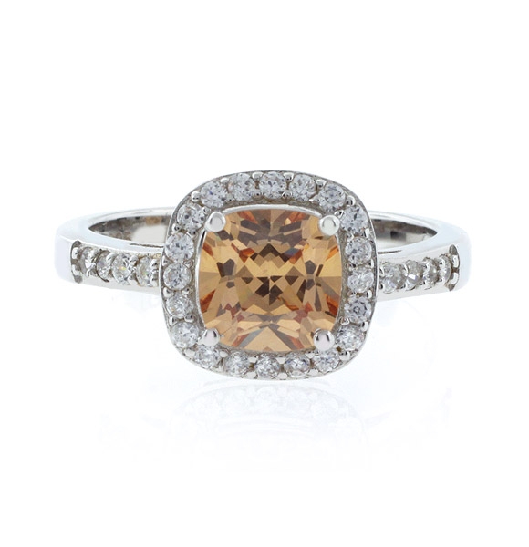 Anillo de Plata de Ley con Zafiro Amarillo