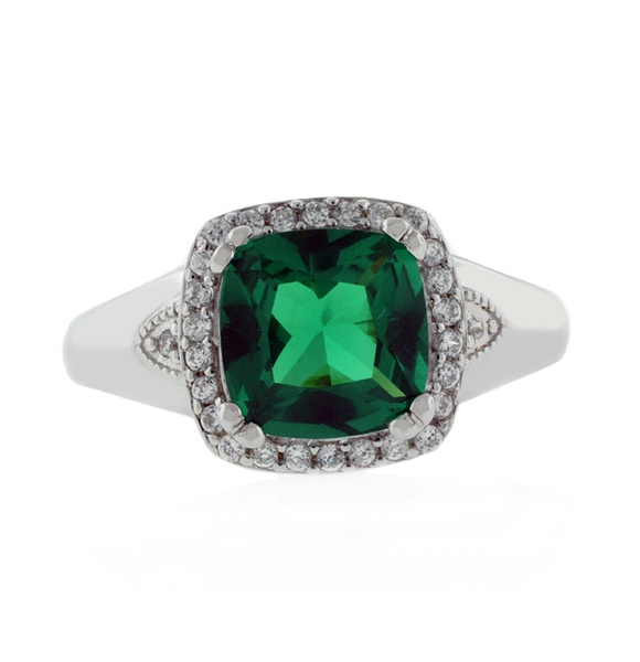 Lujoso Anillo de Esmeralda en Plata de Ley .925