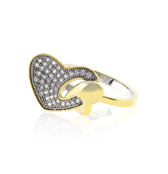 Heart Shape Sterling Silver Micro Pave Ring