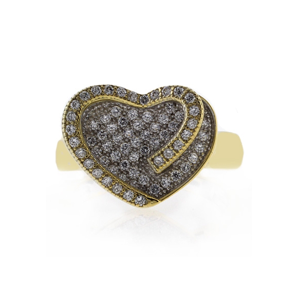 Anillo de Plata Micropave Diseño Corazon