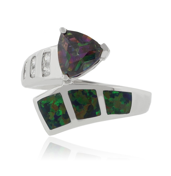Anillo de Plata con Topacio Mistico y Opalo