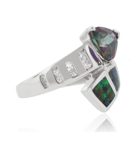 Anillo de Plata con Topacio Místico y Opalo