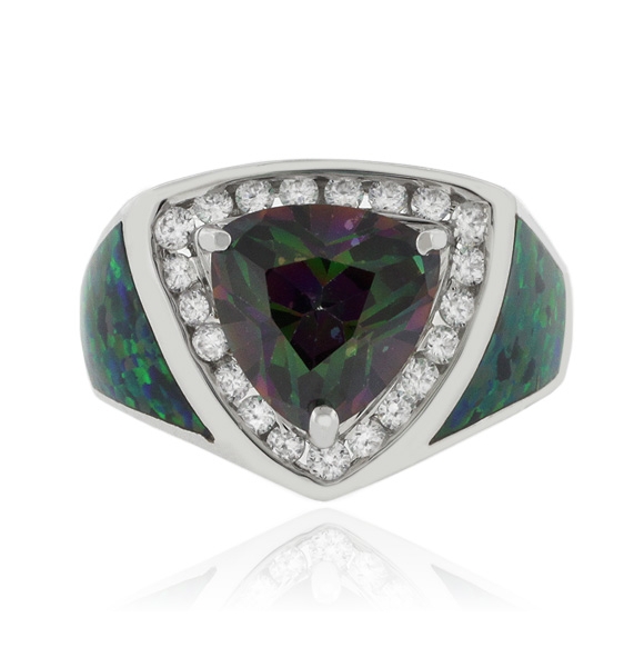 Anillo de Plata .925 con Topacio Místico y Opalo