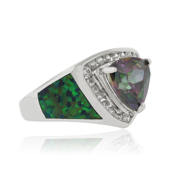 Anillo de Plata .925 con Topacio Místico y Opalo