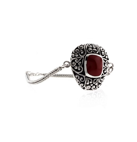 Pulsera de Plata de Ley .925 con Coral Rojo Genuino