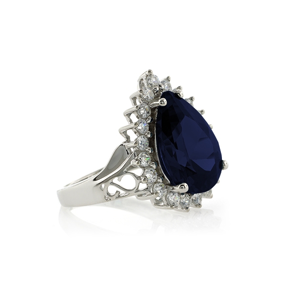 Anillo Elegante de Plata .925 con Zafiro Azul