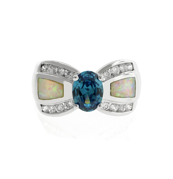 Anillo de Plata de Ley .925 con Alejandrita y Opalo