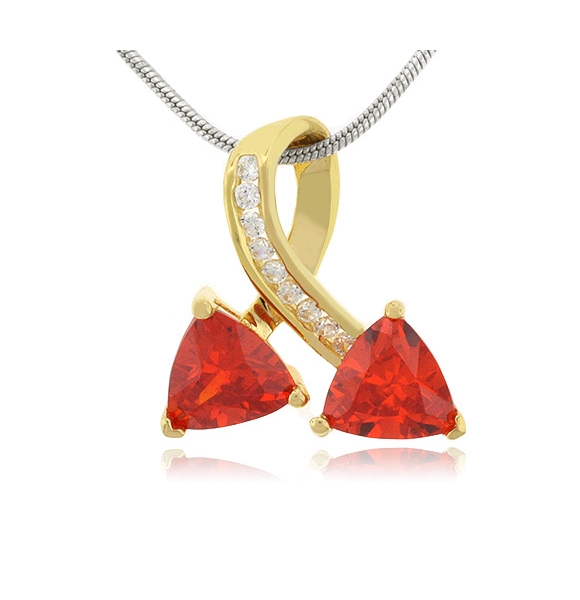 Dije con 2 Gemas de Ópalo de Fuego en Plata con Baño de Oro