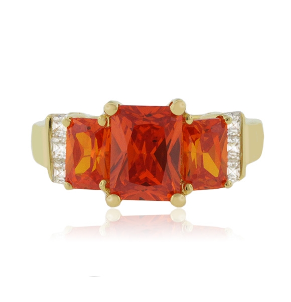 Anillo de Plata con Baño de Oro 14K y 3 Gemas de Opalo