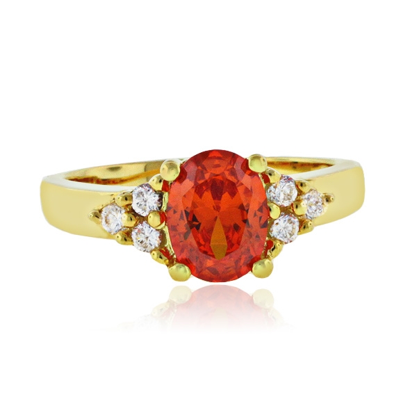 Anillo de Opalo Mexicano de Fuego en Plata con Baño de Oro