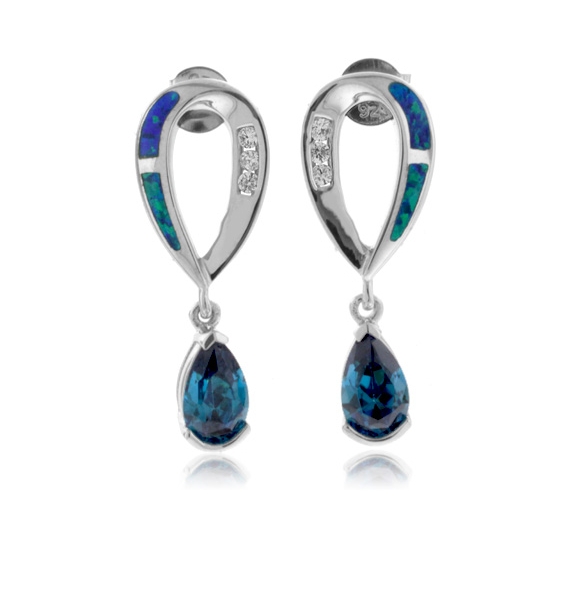 Aretes de Alejandrita y Ópalo Azul en Plata de Ley .925