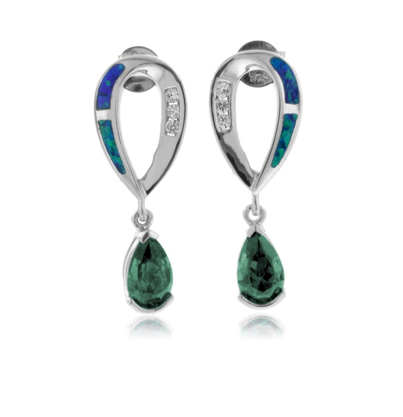Aretes de Alejandrita y Ópalo Azul en Plata de Ley .925