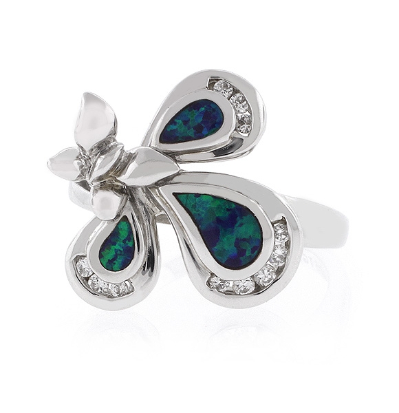 Anillo de Plata Fina .925 con Opalo Australiano