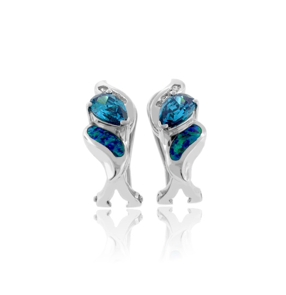 Aretes de Alejandrita y Ópalo Australiano en Plata Fina .925