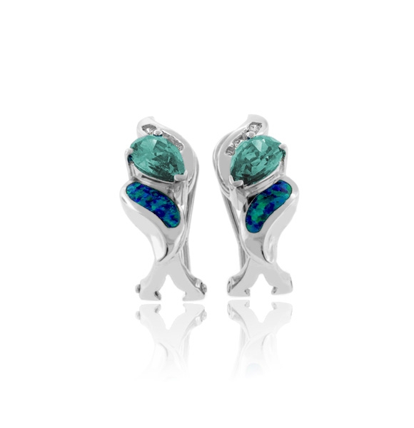 Australian Opal with Alexandrite Earrings