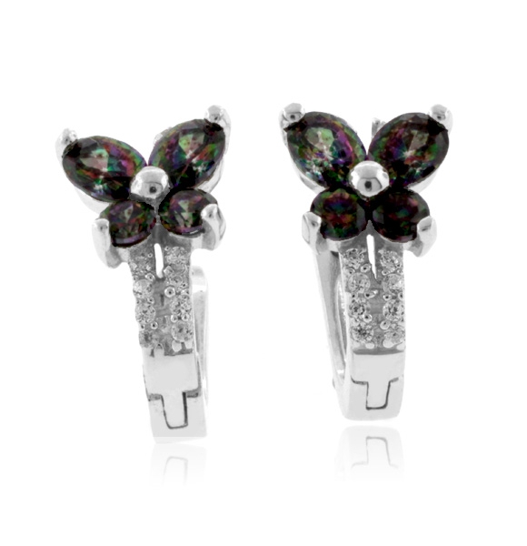 Hermosos Aretes de Topacio Místico en Plata Fina .925