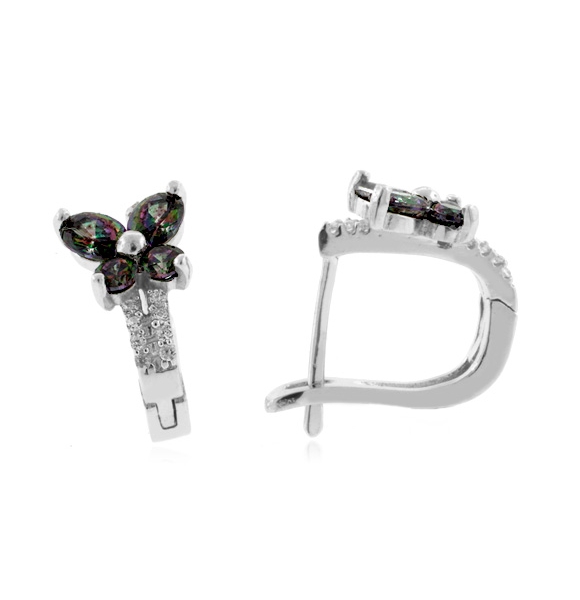 Hermosos Aretes de Topacio Místico en Plata Fina .925