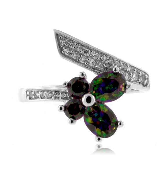 Anillo Lujoso de Topacio Místico en Plata de Ley .925