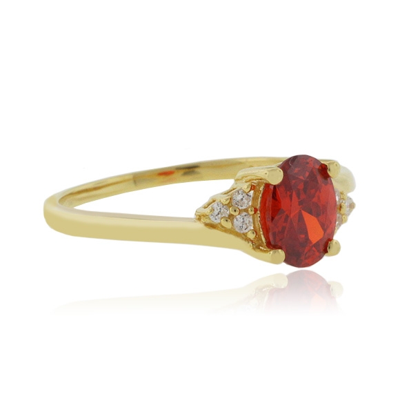 Anillo de Opalo Cereza Mexicano en Plata con Baño de Oro