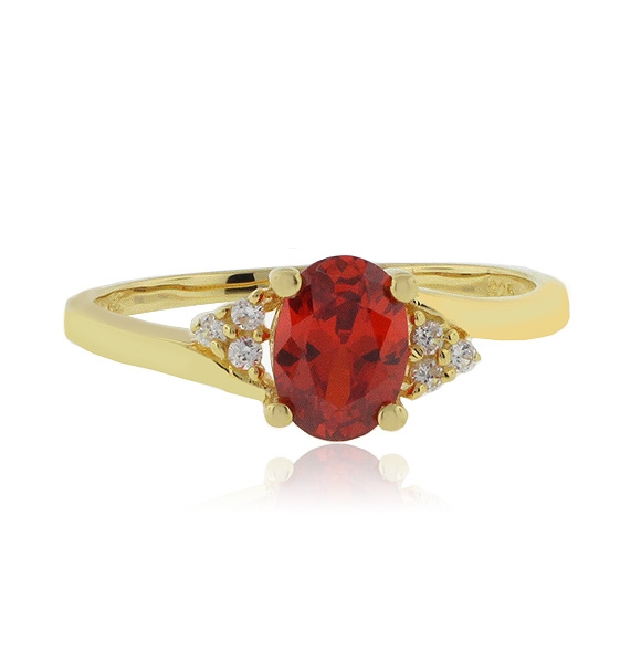 Anillo de Opalo Cereza Mexicano en Plata con Baño de Oro