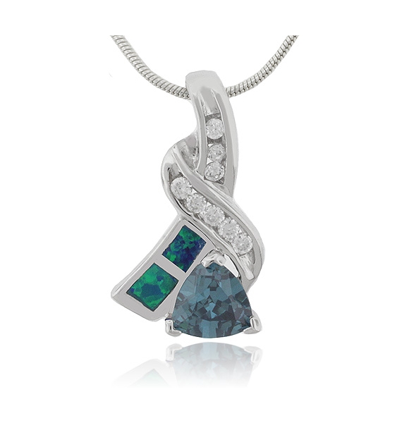 Dije con Alejandrita y Ópalo Australiano en Plata .925