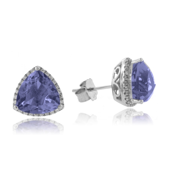 Aretes de Alejandrita Bicolor ( Morado/Azul ) en Plata .925