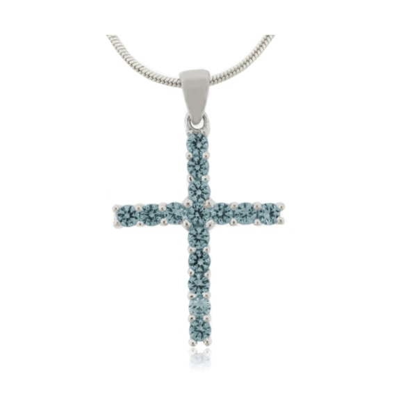 Dije de Cruz con Alejandrita en Plata Fina .925