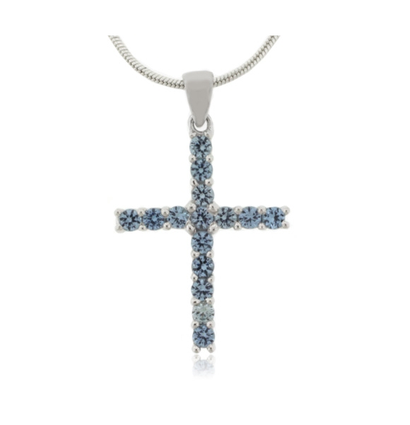 Dije de Cruz con Alejandrita en Plata Fina .925