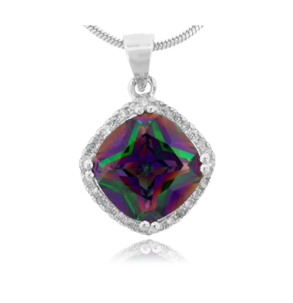 Hermoso Dije con Topacio Místico en Plata de Ley .925