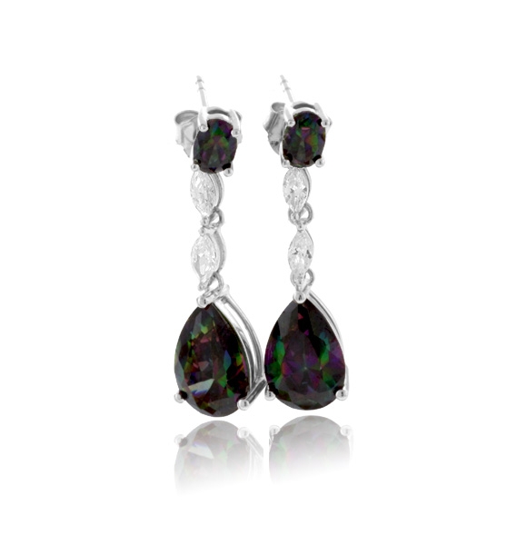 Aretes con Piedras de Topacio Místico en Plata Fina .925