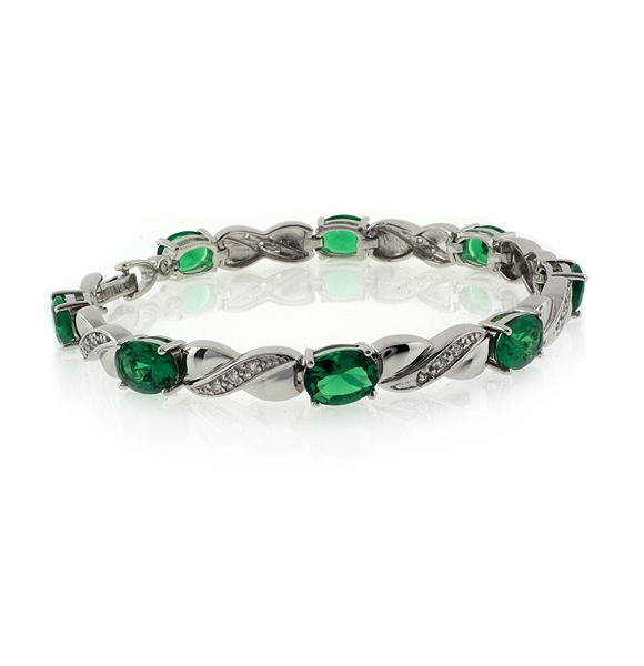 Elegante Pulsera de Plata .925 con Esmeraldas