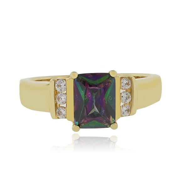 Anillo de Topacio Místico en Plata de Ley .925 con Baño de Oro